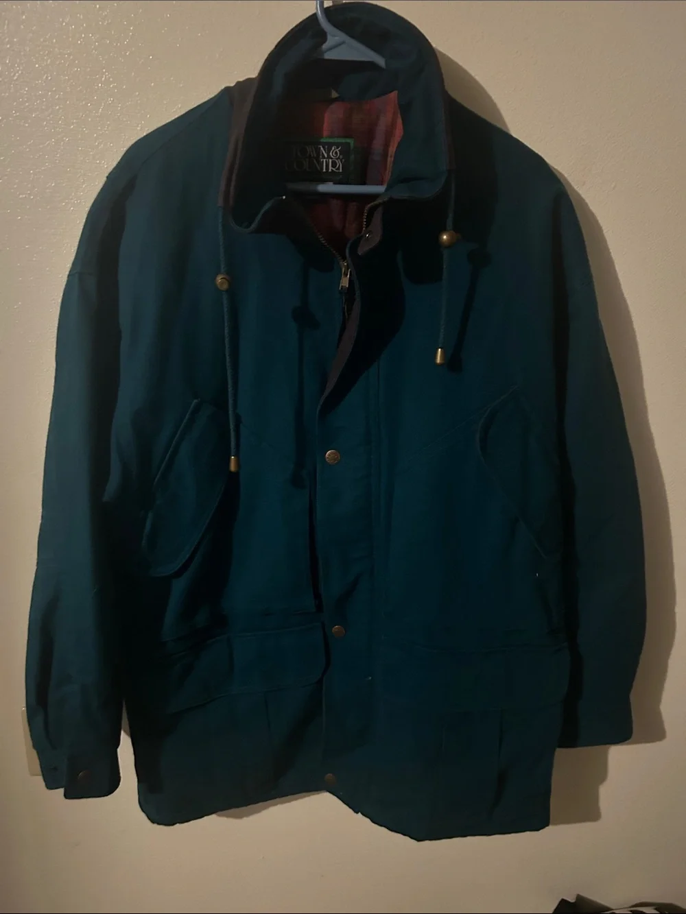 Vintage Town&Country M Men Utility Farm Field Canvas Plaid Flannel  Parka Jacket